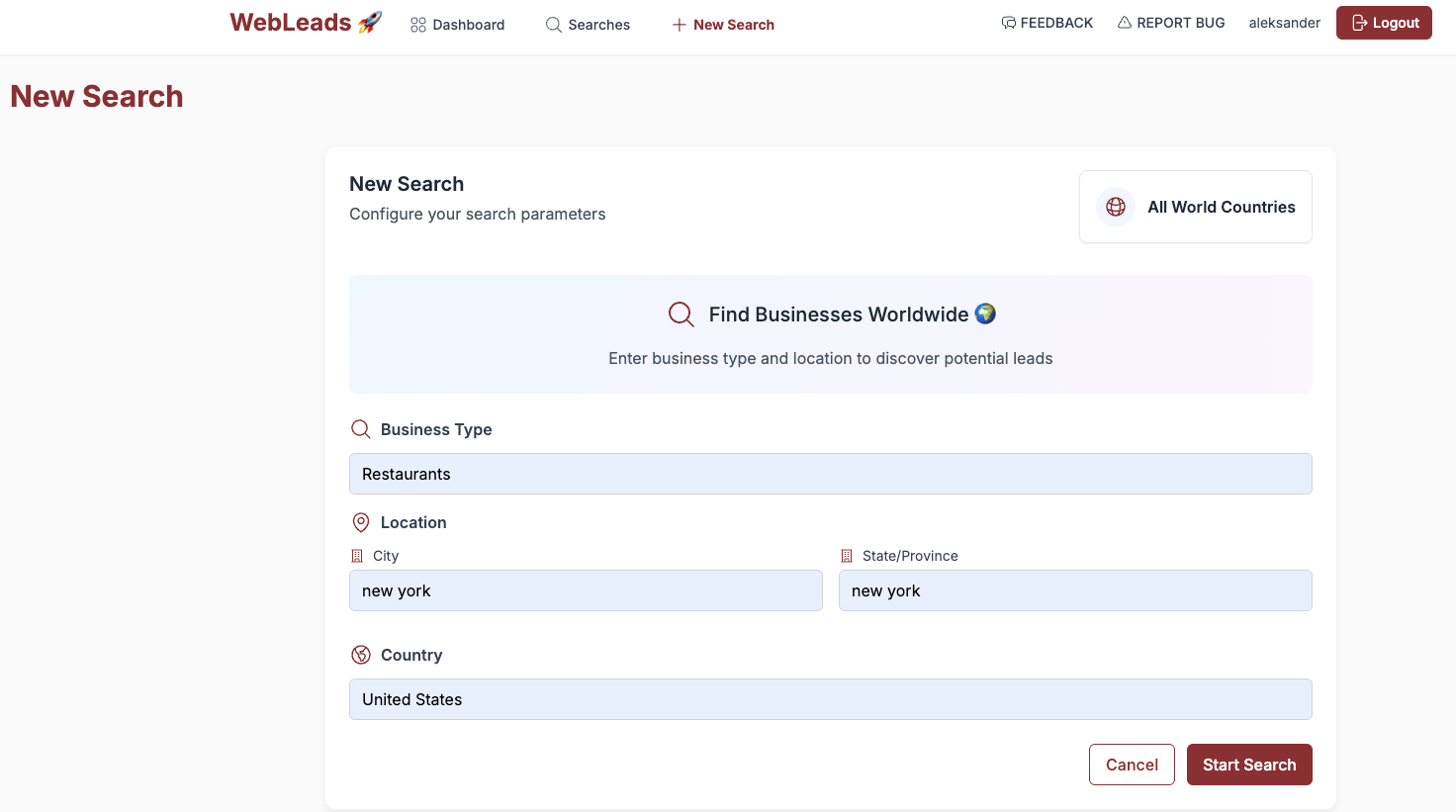 Google Maps Business Search Form