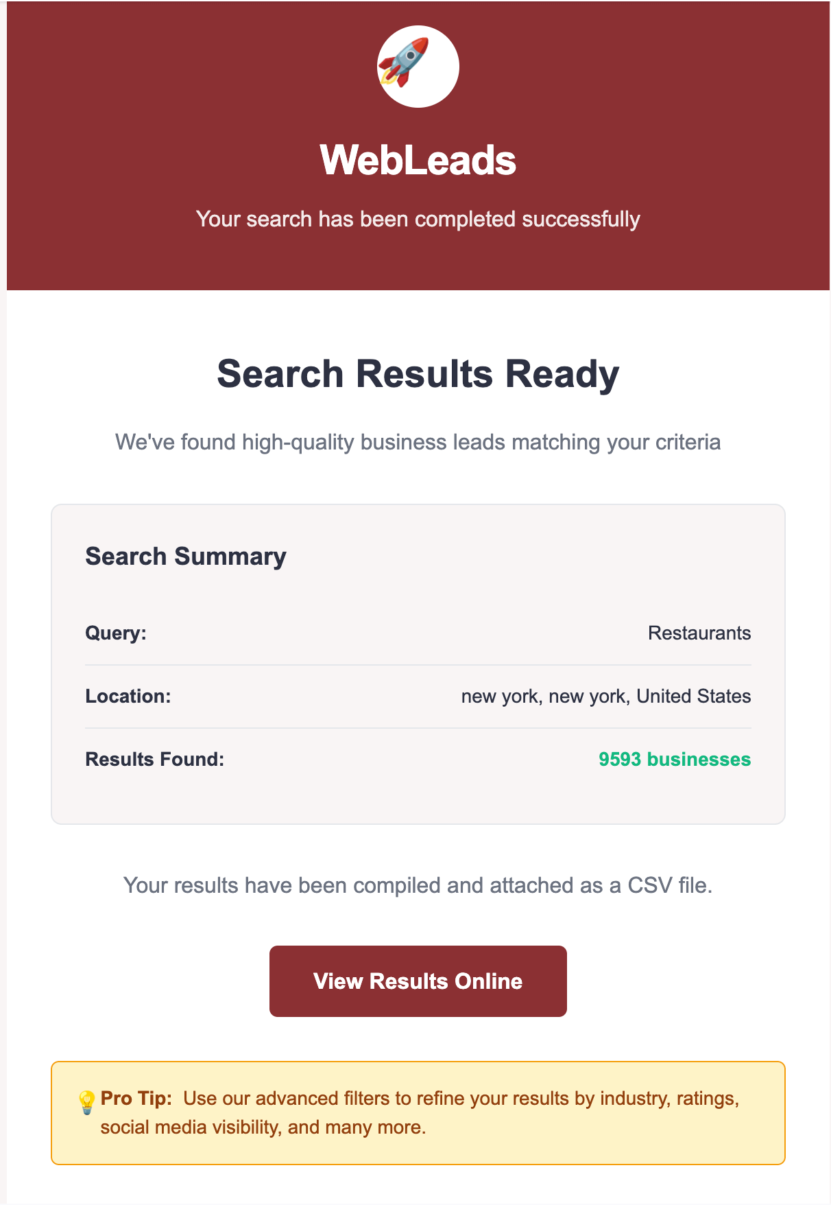 Google Maps Scraper Email Results