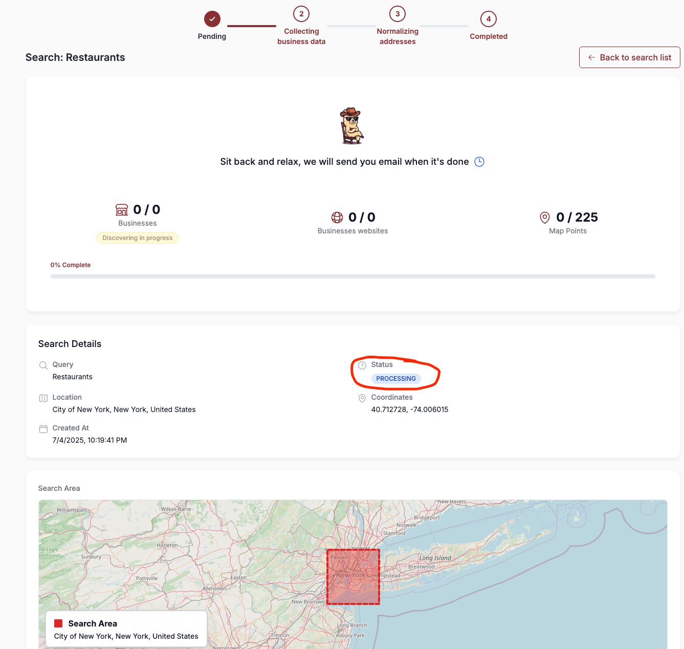 Google Maps Scraping Progress